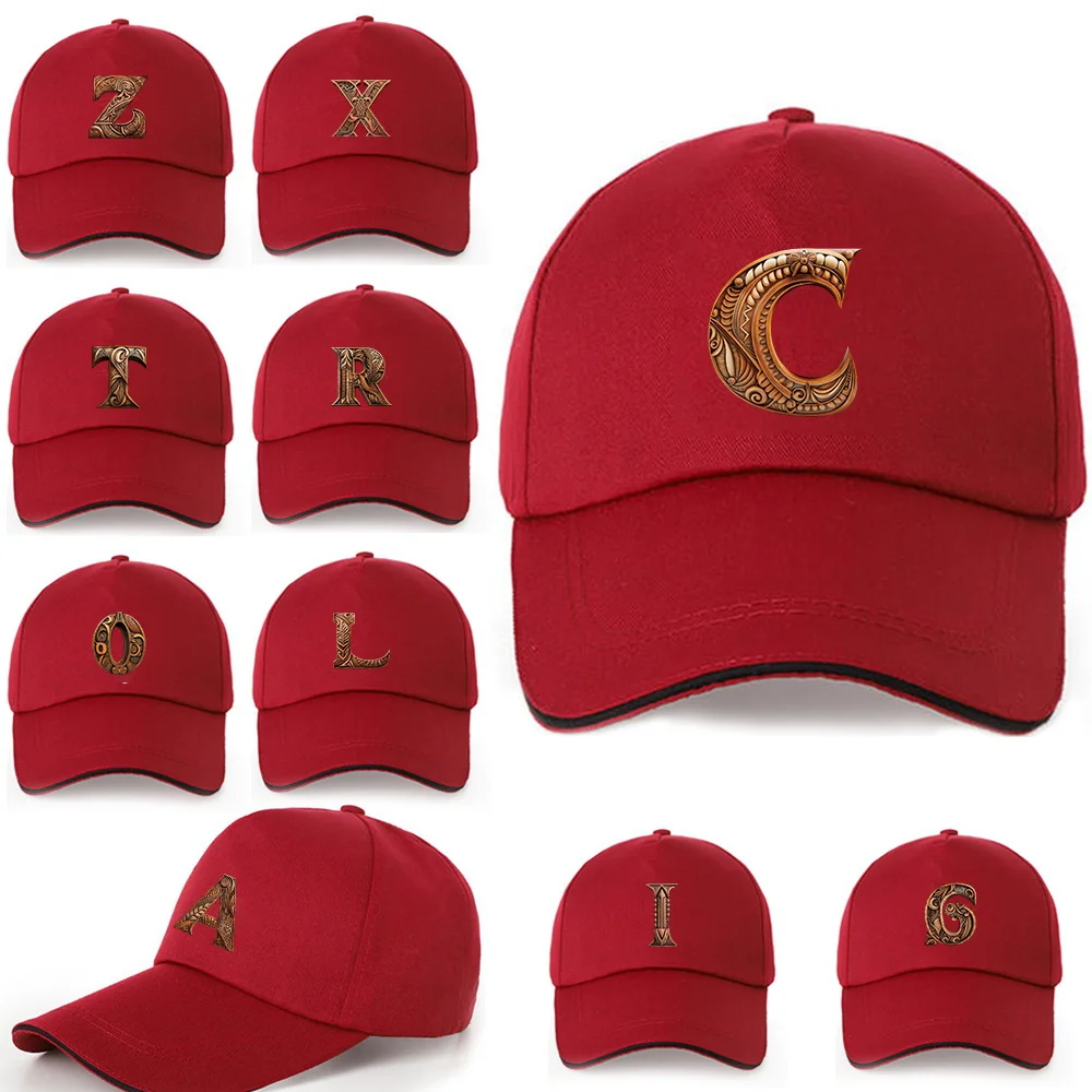 

Wood Art Letter Printing Pattern Leisure Travel UV Resistant Baseball Cap Adjustable Sunshade Minimalist Fashion Cotton Sun Hat