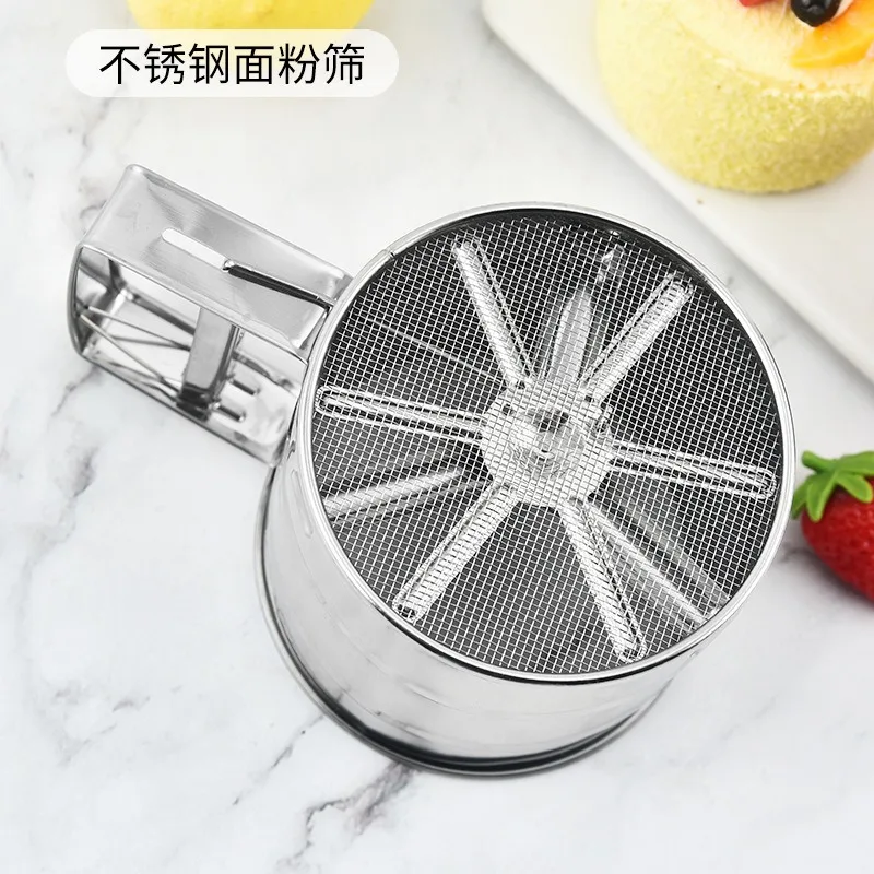 Flour Sifter Powder Sieve Large double flour sieve stainless steel manual powder sieve cup stainless steel flour filter