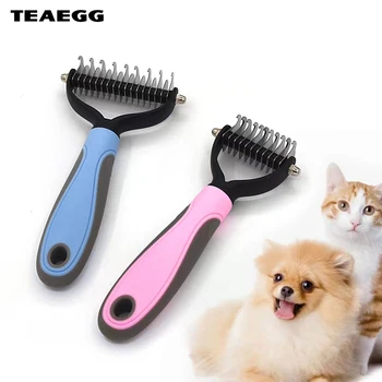 반려동물 털 매듭 커터 개 손질 도구, 고양이 털 제거 빗 브러시, 양면 반려동물 제품, 고양이용 빗