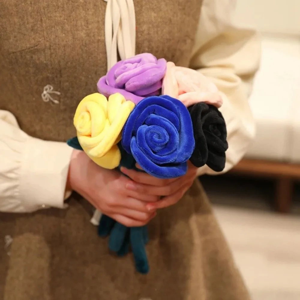새로운 28CM 장미 질감의 부드러운 인공 꽃 화려한 싱글 부케 크리스마스 발렌타인데이 선물