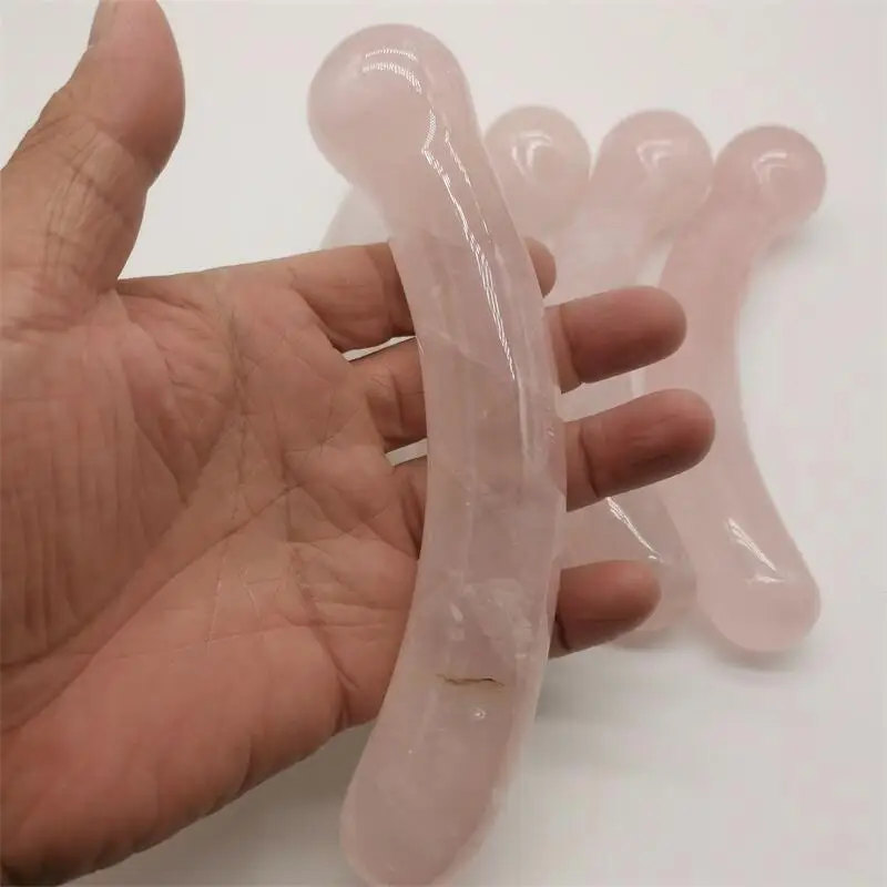 

18cm Natural Rose Quartz Crystal Gemstone Massage Stick Wand Yoni Wand Goddess Healing For Women 1pcs