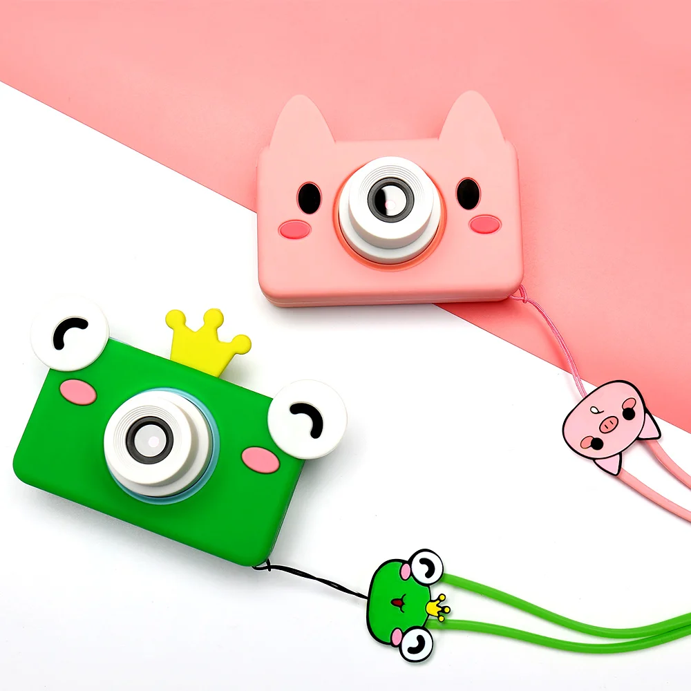 Cartoon Child Selfie Camera Toy Multifunctional Mini Digital Camcorder Portable with Lanyard USB Charging for Kids Holiday Gifts