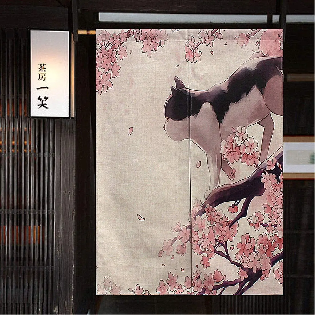 

Japanese Sakura Cat Door Curtain Living Room Bedroom Decoration Curtain Kitchen Curtain Bathroom Feng Shui Curtain Noren