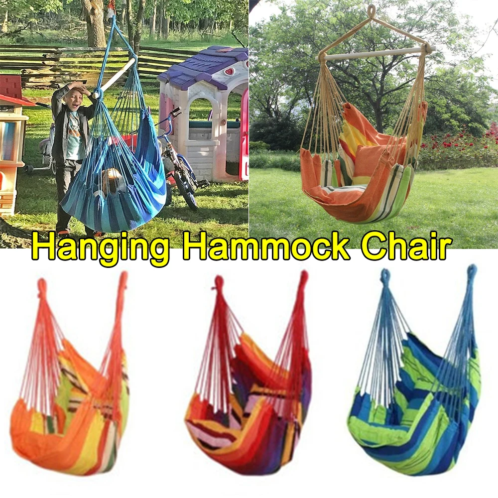 120KG Garden Hanging Chair Fabric Camping Rope Bed Bedroom Swing Seat Hammock Chair Hanging Hammock Hammock Swings images - 6