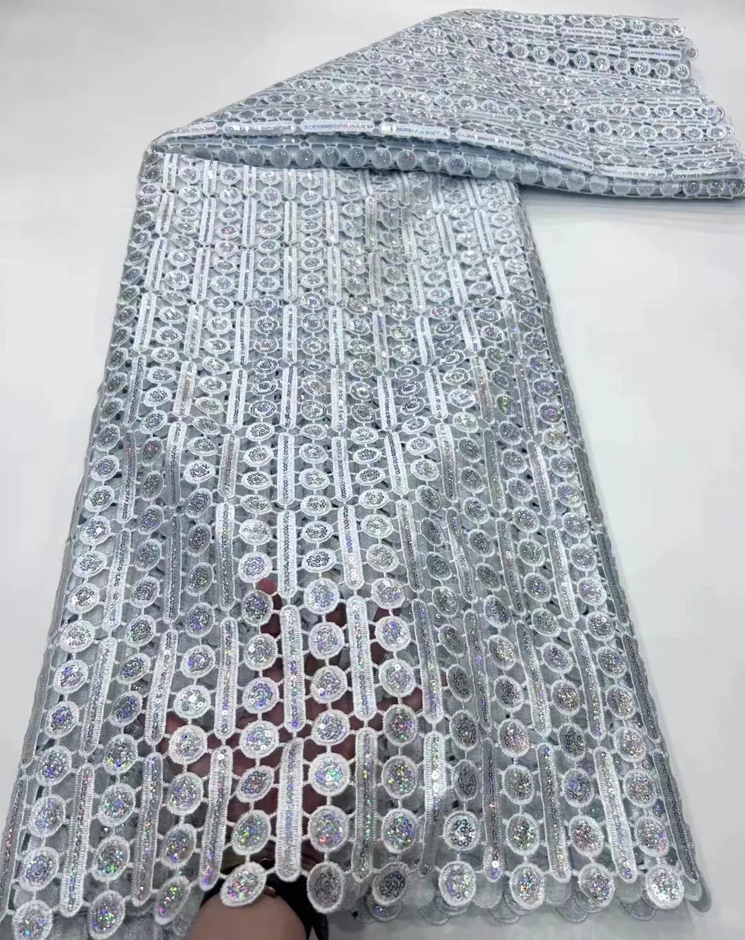 

African Lace Fabric 2023 High Quality French Tulle Lace With Gold Sequins Nigerian Guipure Cord Lace Fabrics For Wedding Sewing