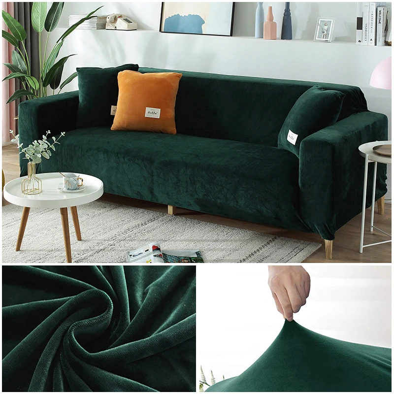 Velvet Sofa Cover Thicken Elastic 1/2/3/4 Seaters Sofa Covers Velvet Plush L Shaped Corner Sofa Protector For Living Room Hotel 6