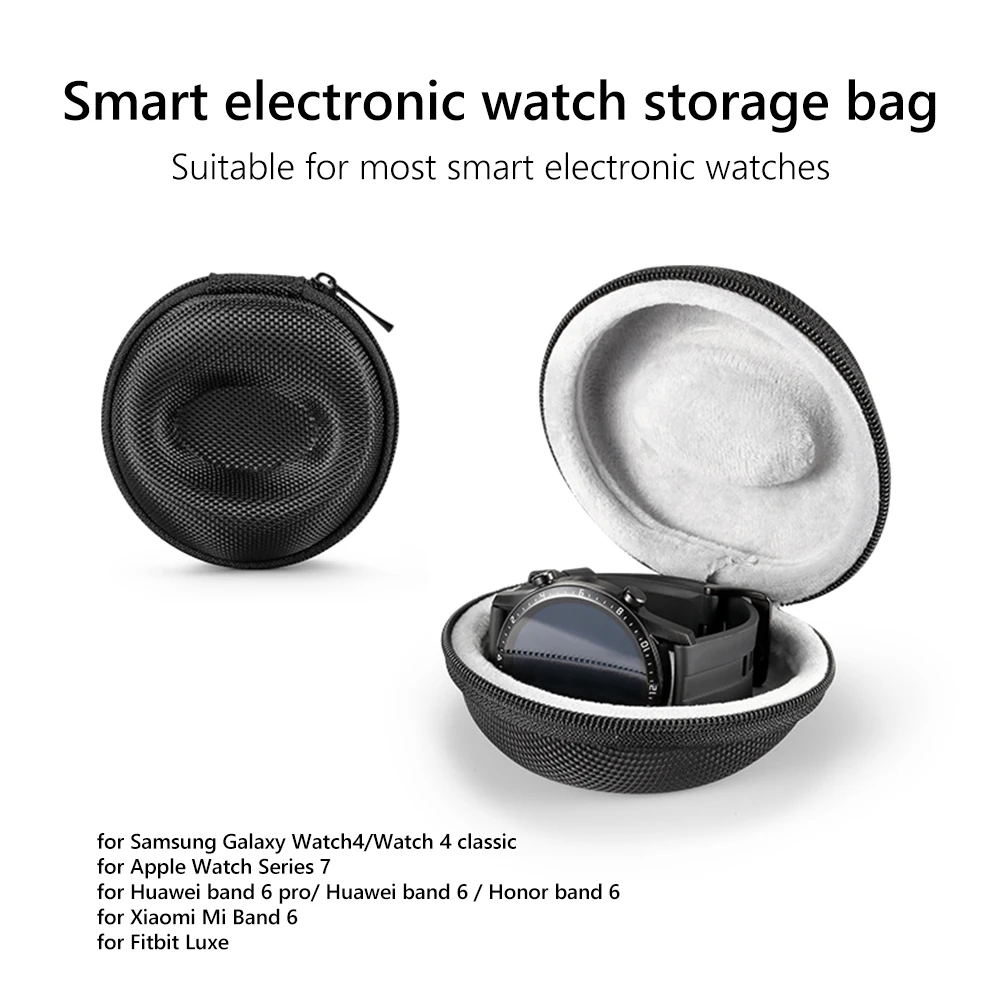 Portable Zipper Travel Watch Case Single Watch Storage Box Dust-proof for Samsung Galaxy Watch4 for Apple Watch Series 7 Huawei