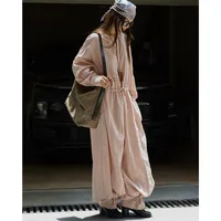 Johnature Fashion Japanese Fall 2025 New Relaxed Waist Wide-leg Casual Loose Jumpsuit Breathable Bodysuits For Women - Image 3