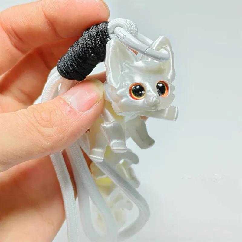 3D Printed Cute Fox Ornament Model Pendant with Multiple Joints Movable Beautiful Eyes Hanging Rope Decoration Accessories Gifts