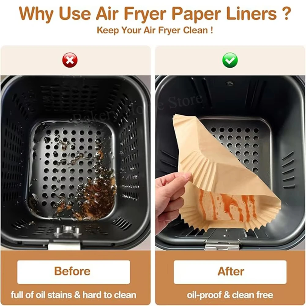 Rectangular Air Fryer Baking Paper for Ninja AF300EU AF400EU Non-stick Disposable Paper Liners Dual Zone Air Fryer Accessories