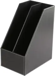 Wooden Leatherette Desktop File Folder Organizer and Document File Stand Journals Magazine Rack 2 Slots