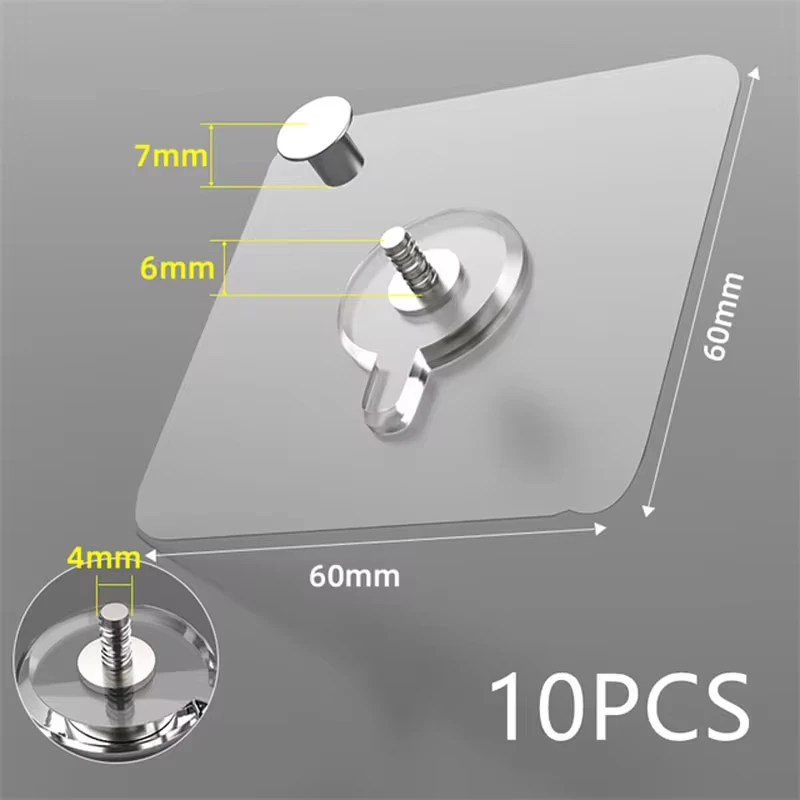 Self Adhesive Hooks, 10PCS Photo Frame Hooks Storage Rack Screw Holders, Door Hanger, Multi-Function Organizer