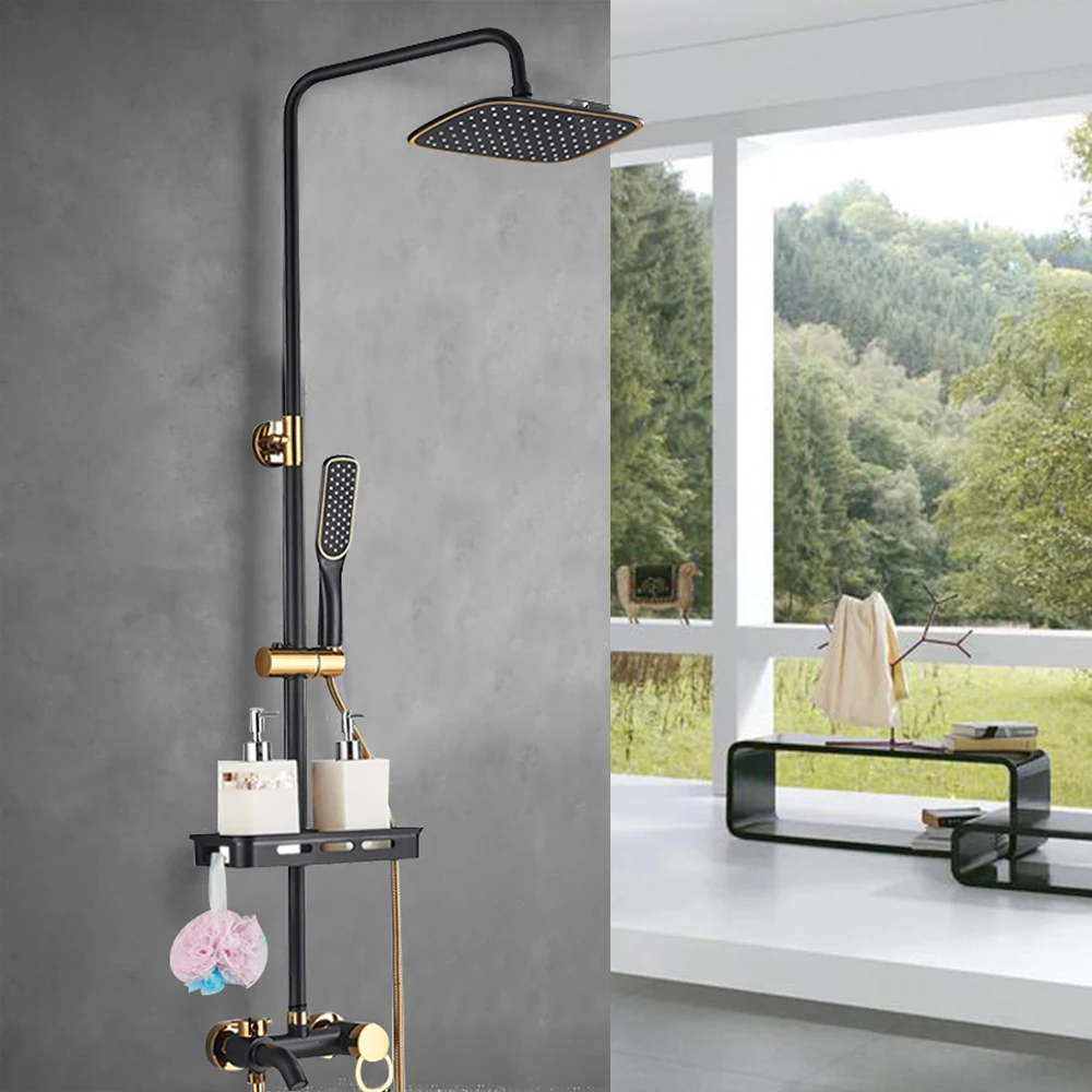 20CM Modern Style Shower Set Rain Shower Tap Set Shower Head with Hand Shower Wall Hanging Bathroom Shower System Tap 5