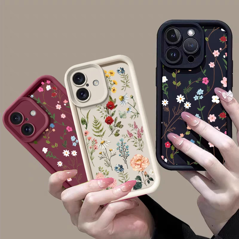 Cute Floral Pattern Matte Silicone Shell Case