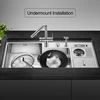 Large Size SUS 304 Stainless Steel Cup Rinser kitchen Sink 220mm Depth 4mm Thickness Handmade kitchen Sinks With Trash Can 3