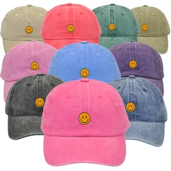 Smiley Baseball Cap Embroider Mom hats Breathable Couple Hats Unisex Adjustable Visors Caps