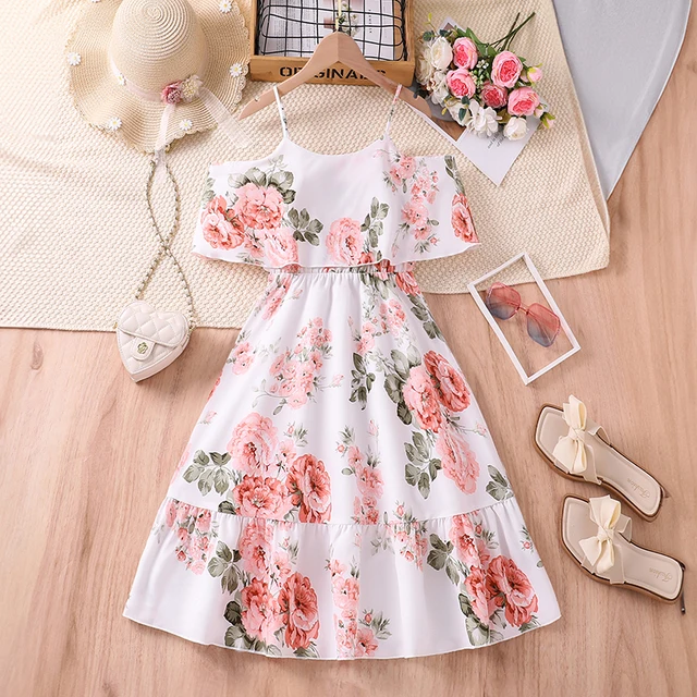 Annil Vestidos De Verano Para Niñas Preadolescentes Con Cuello Redondo