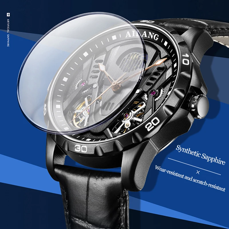 AILANG Brand Luxury Double Tourbillon Automatic Watch Men Sports Leather Waterproof Mechanical Watches Mens Moon Phase Clock Men_voghion.com