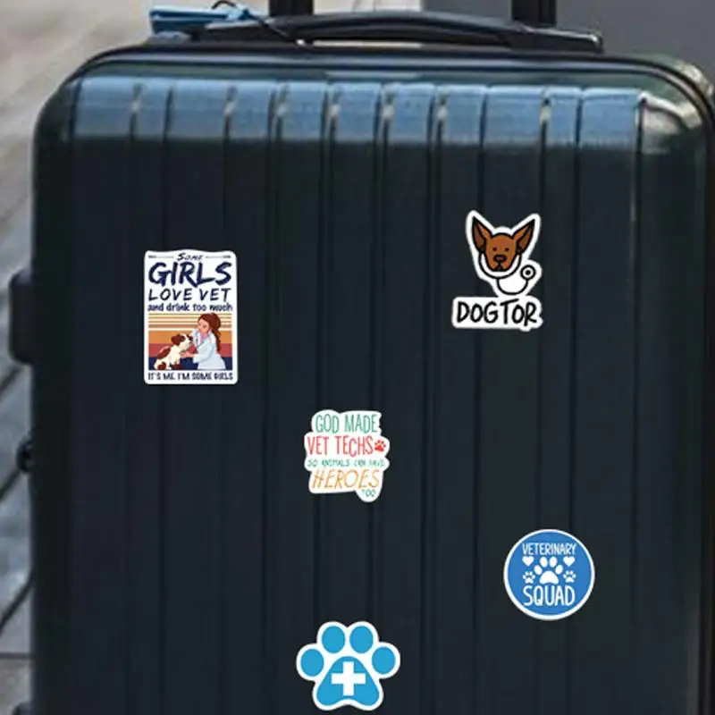 Vet Stickers Cute Cartoon Clings Vet Doctor Notebook Material Stickers 50 PCS Waterproof Decals Laptop Accessories for Kids