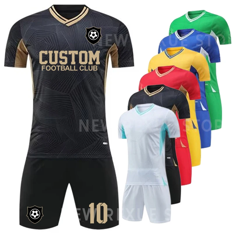 

Men Boys Football Training Shirt Soccer Team Match Uniforms Short Sleeve Personalized Futsal Jersey for Children Clothes