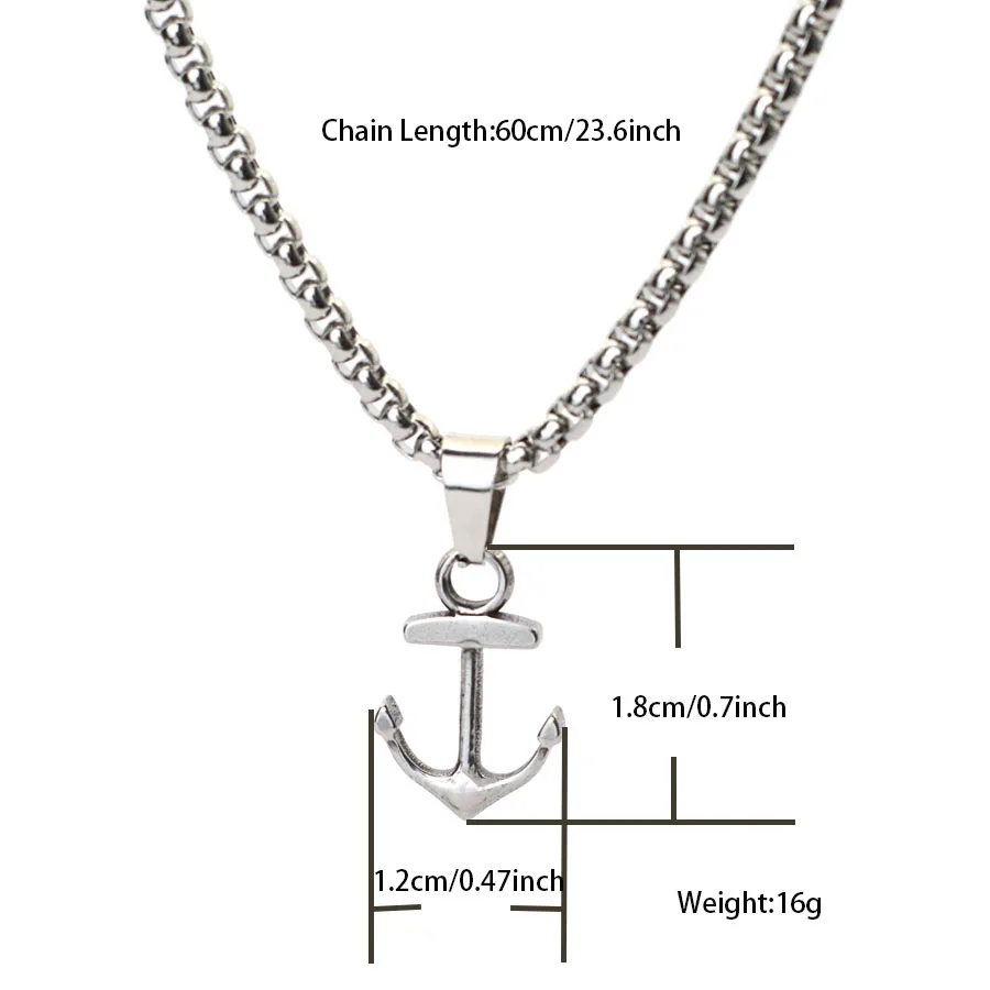 Stainless Steel Anchor Skull Necklace for Men
