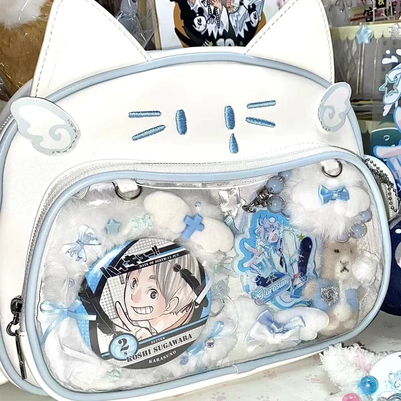 Backpacks for Women Y2K Korean Japan Kawaii Cat Ita Bag PU Girls Shoulder Crossbody Bags