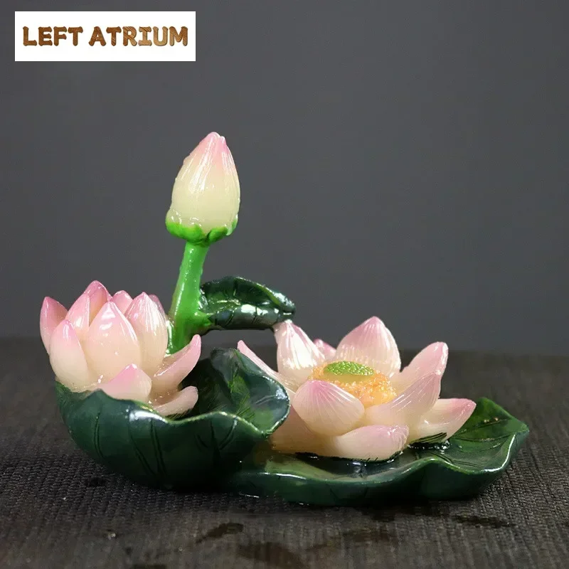 창의적인 꽃 모델 색상 변화 차 장식품 행운의 레진 장식품 차 피규어 데스크탑 장식품 차 세트 장식 액세서리