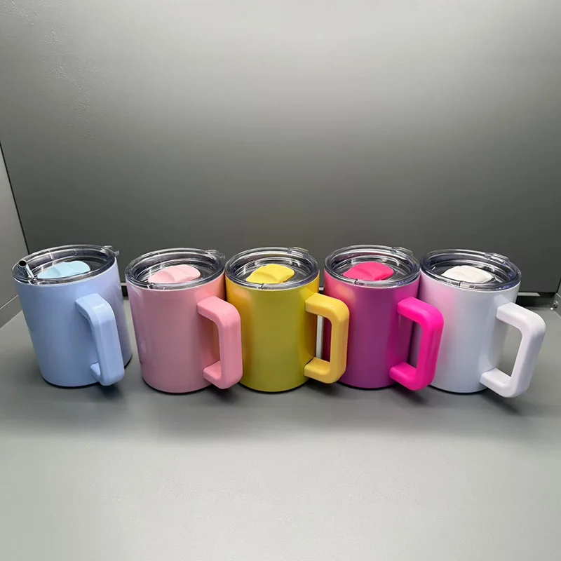 12oz  Sublimation Coffee Mug Magnetic Lid Double-Walled Stainless Steel Insulated Cup With Handle Water Bottle Thermos Bottle view 3