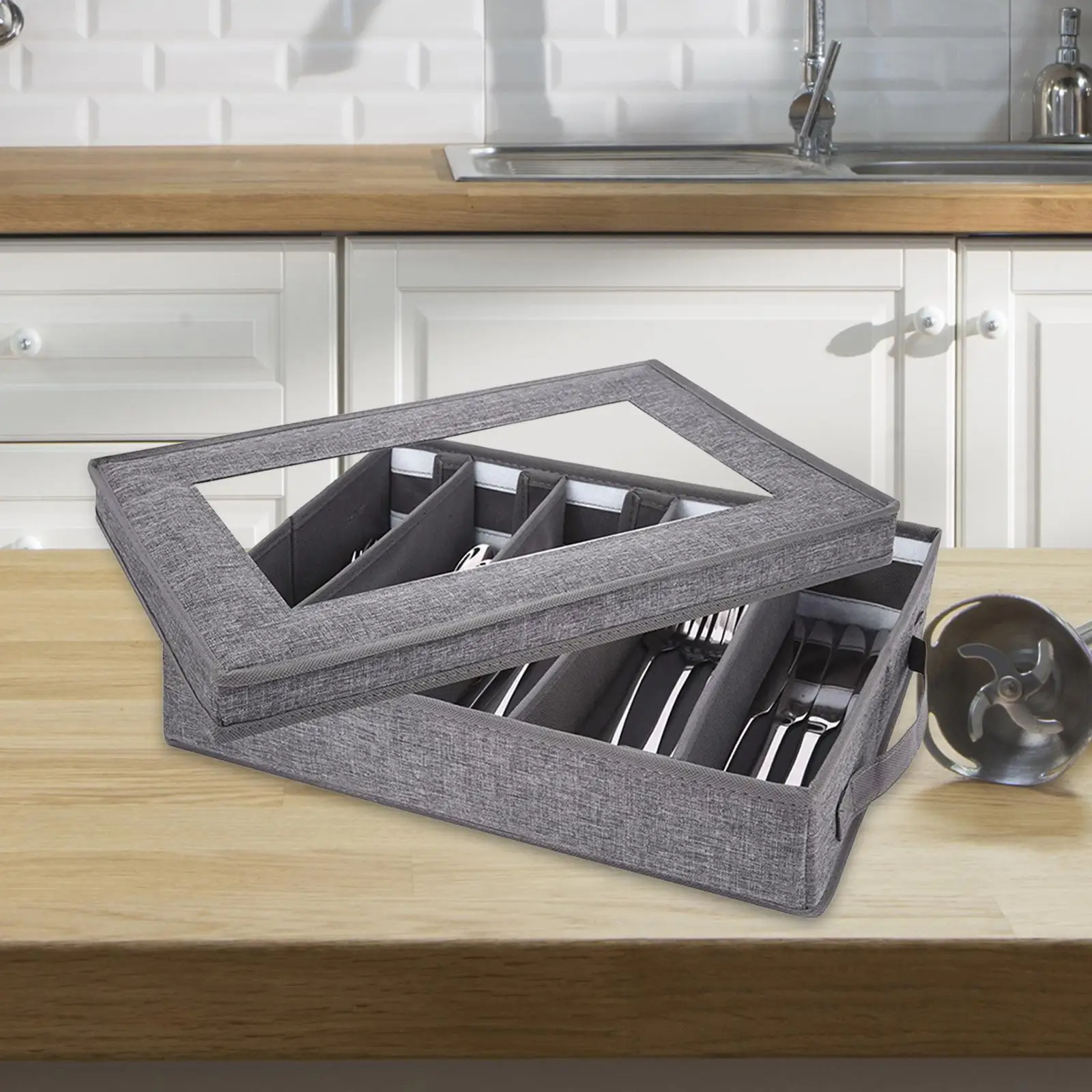 손잡이가 있는 식기류 보관 케이스 식기류 보관 케이스 상자 칼 붙이 숟가락 식기류 식기류 주방