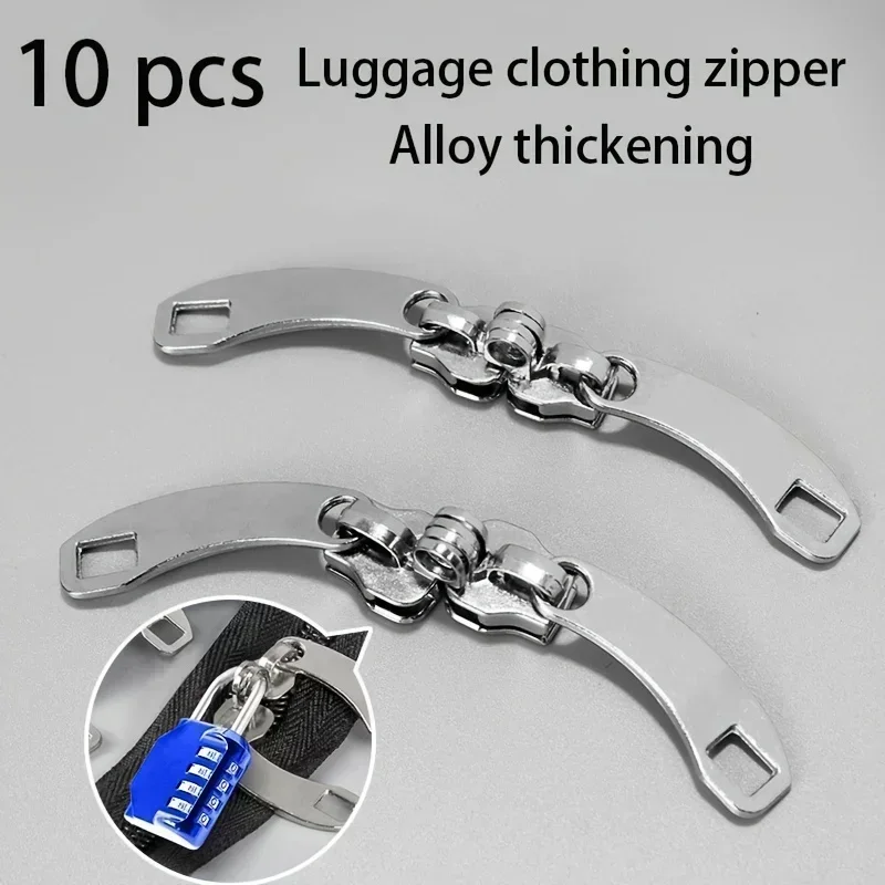 합금 두꺼운 지퍼 풀, 잠금 구멍 포함, 수하물 의류 DIY 공예용 내구성 나일론 지퍼, 바느질 교체, 10 개