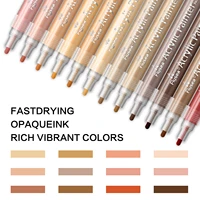 12 Colors Skin Tone Acrylic Paint Pens,  3.0mm Medium Tip Paint Markers for Wood,Glass,Fabric,Rocks Painting Paint Pens 2