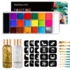 Face Body Paint Palette Oil Makeup Set 20 Colors SFX Halloween Party Painting with 10 pcs Artist Paintbrushes,Tattoo Stencil kit 1