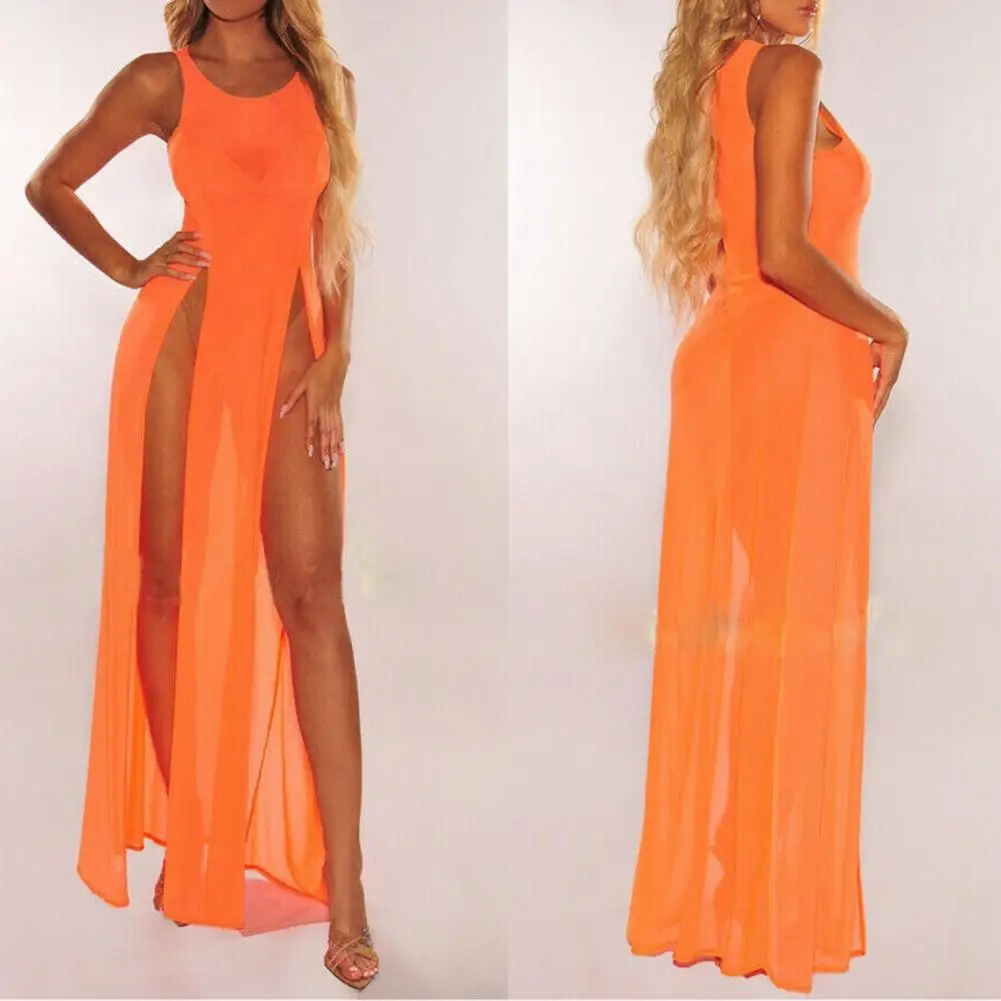 Bikini Cover Up Beachwear Swimsuit Cover Up Mesh See-through Stylish Solid Color Beach swimsuit cover up swimsuit coverup