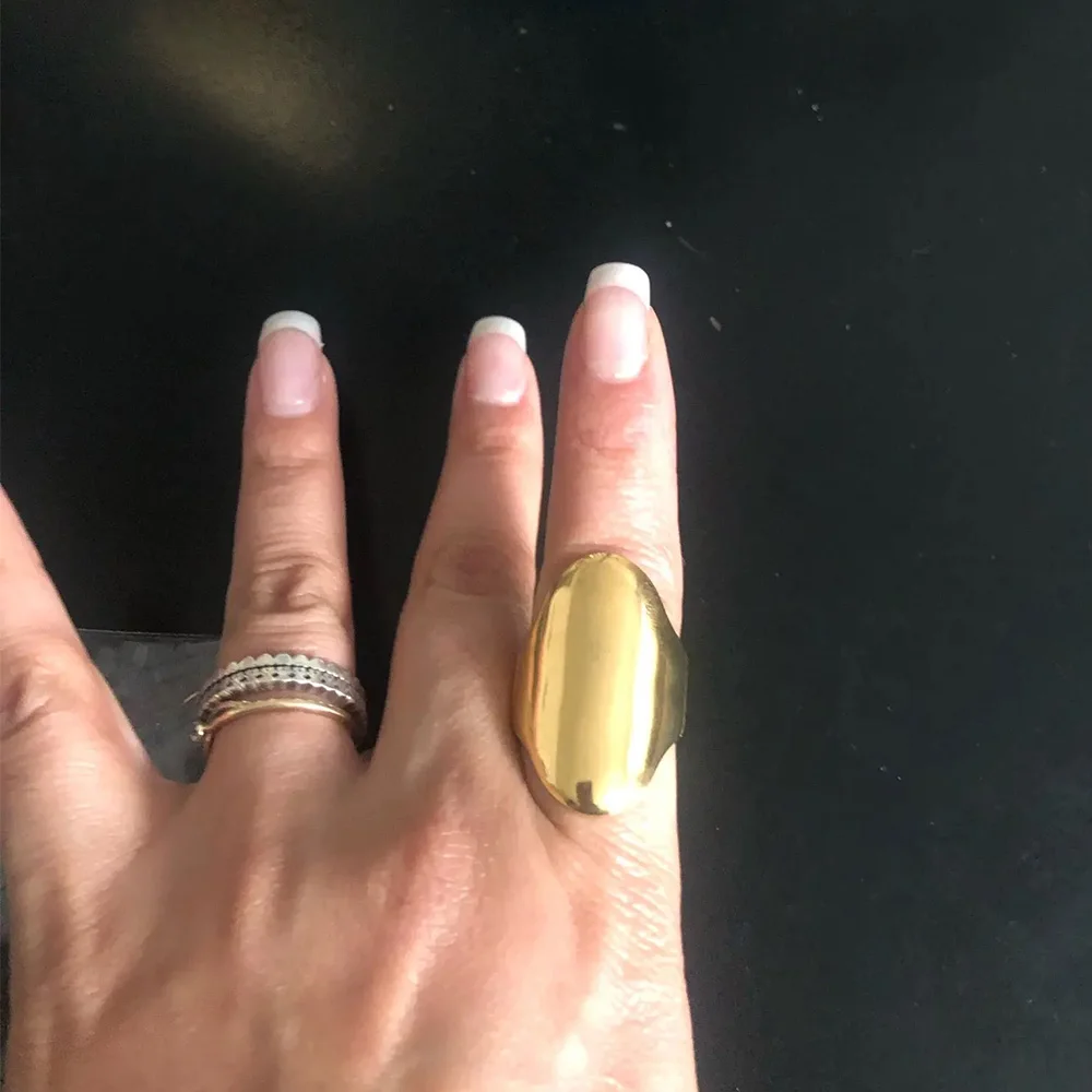 Rings Stainless Steel Heart Gold Color Geometric Open Wide for Women Wedding Party