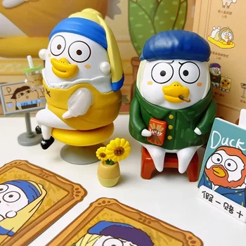 정통 스마일 샤오 리우 오리 장난스러운 박물관 미스터리 블라인드 박스 장식 액션 피규어 모델 인형 만화 장난감 깜짝 선물