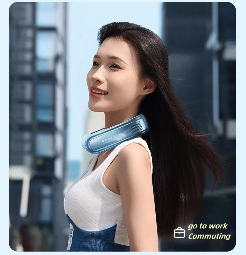 Portable Neck Fan 10000mAh Rechargeable Fan Mini 3-Speeds La - AIXIVO product image