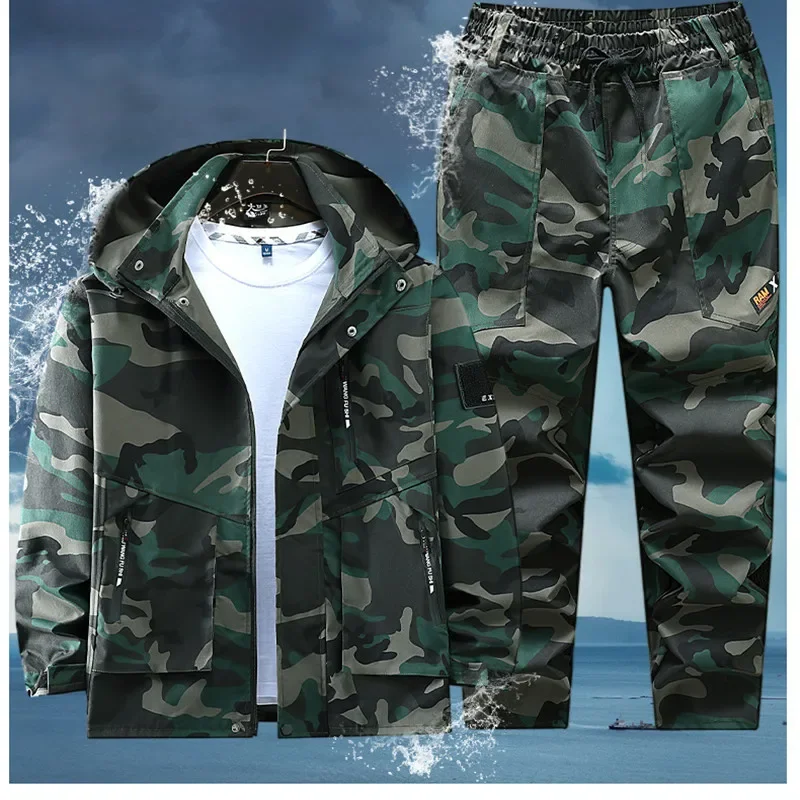 Spring and Autumn Outdoor Thin Waterproof Windproof Strong Wear Resistant Labor Protection and Machinery Repair Work Clothes Set