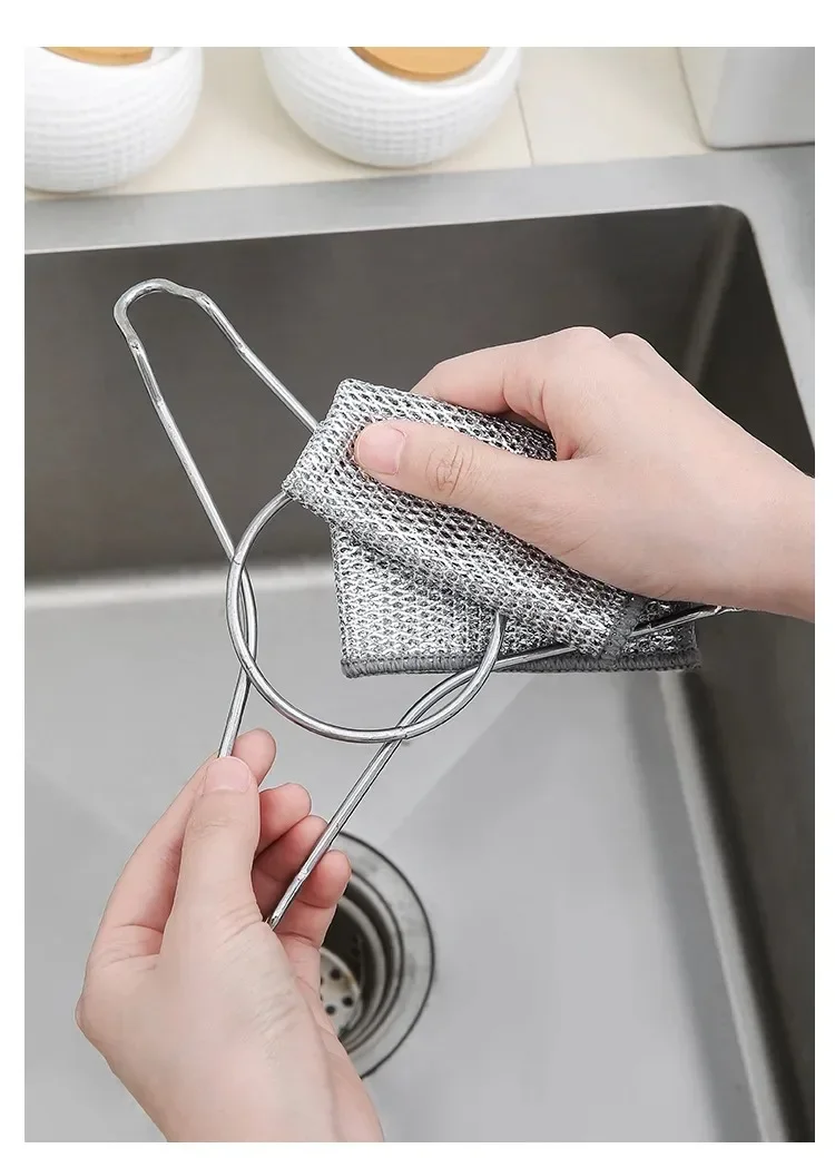 Magic Cleaning Cloth Metal Steel Wire Dish Pot Washdishing Cloths Kitchen Rags Clean Tools Thickened Double -sided Cloth Gadgets