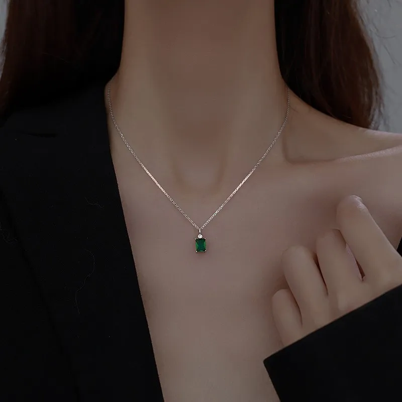 Gold Necklace Green Pendant | Green Jewelry Pendant Silver