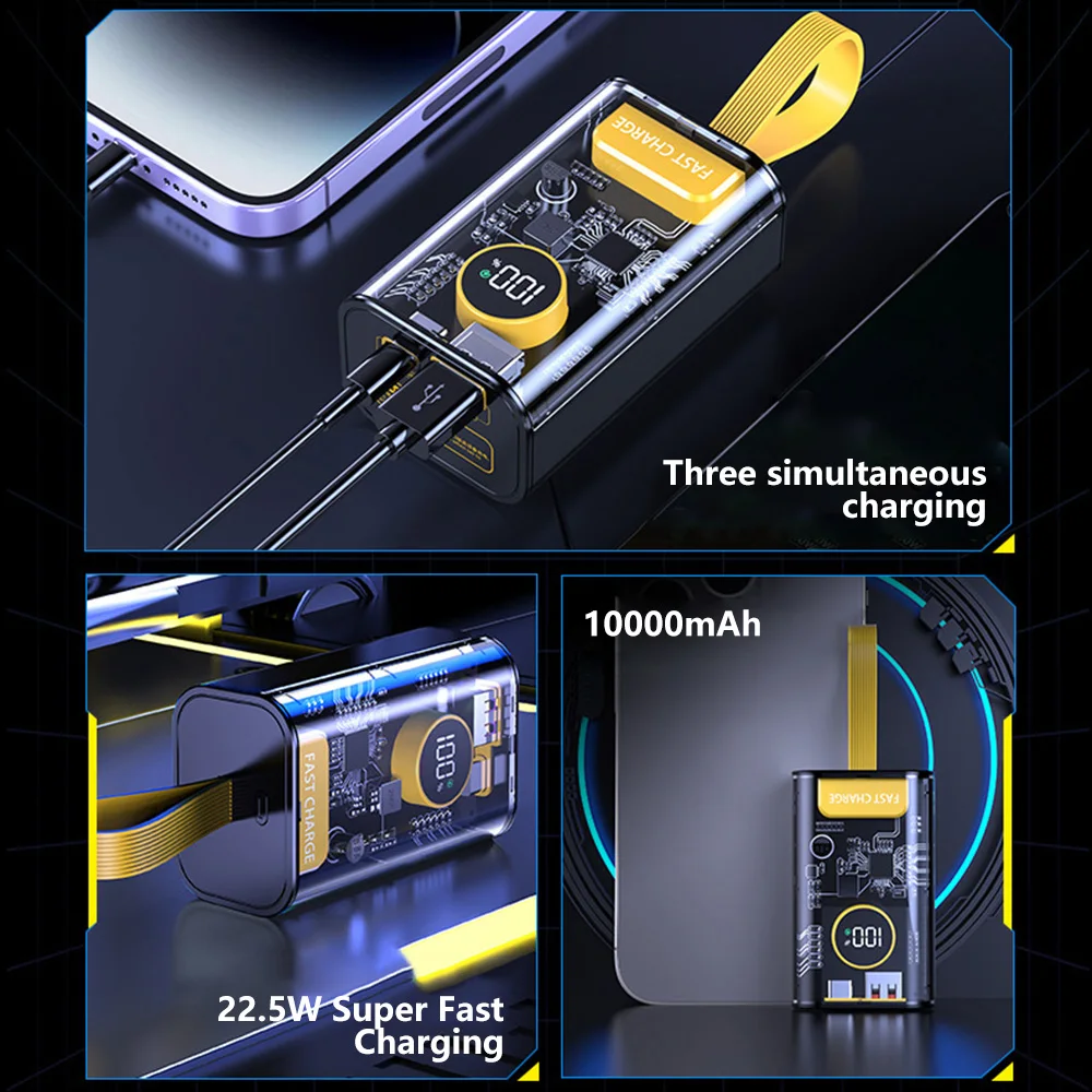 DIY Mobile Power PD22.5W Fast Charging Portable Power Bank 18650/21700 Battery Case With Battery Level Display Phone Accessorie power bank power bank case wireless power bank