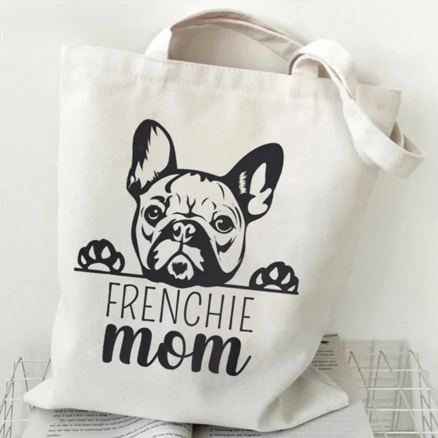 French Bulldog Heart Print Canvas Bag - Perfect for Dog Lovers