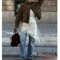 KONDALA Women Sexy High Street Lace Cami Short Dress Asymmetrical Dress 2025 Spring Autumn Fashion Party Dinner Date Mujer Dress - Image 4