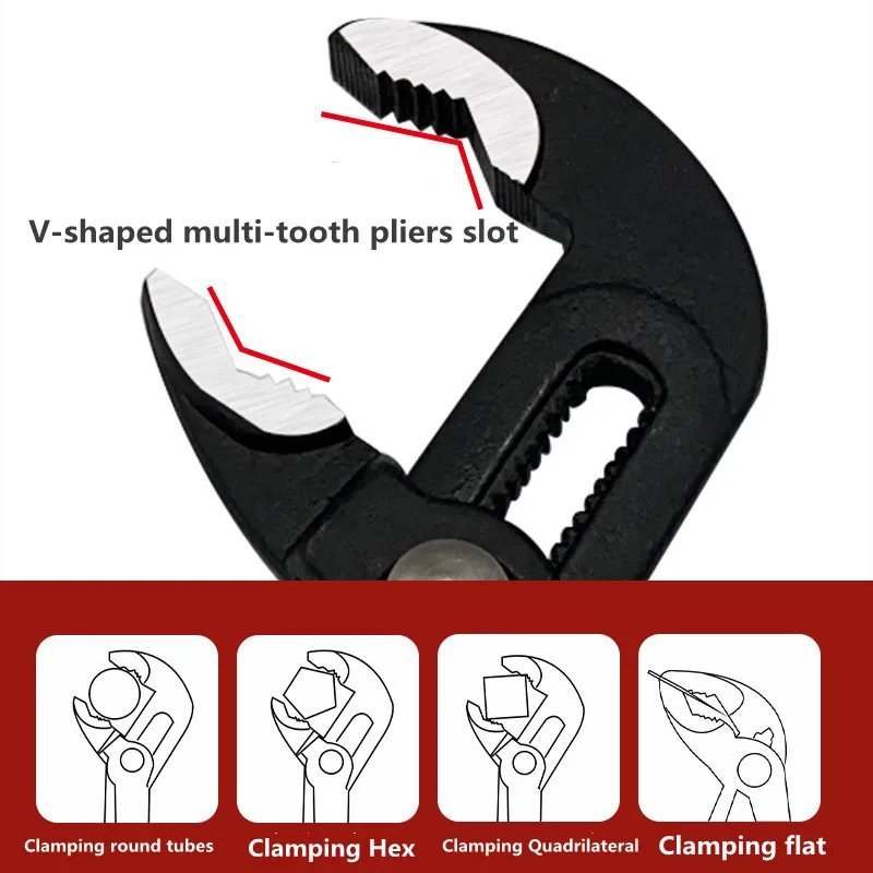 Pinze A Ganascia Sottile HUAQI Pinza Chiave Per Tubi HUAQI, Ganascia Sottile, Misure 8 10 12, Per Pompe Acqua E Idraulici Pinza Chiave Regolabile HUAQI Ganascia Sottile Idraulica - Foto 4