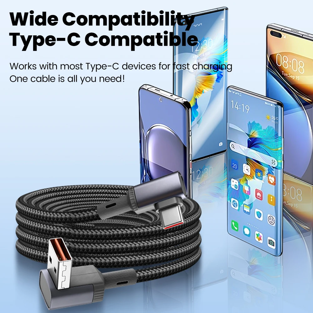 15/25/50cm 짧은 66W 고속 충전 타입 C 케이블 90 °   아이폰 15 16 17 화웨이 파워뱅크용 엘보우 USB C 타입 C 충전 케이블