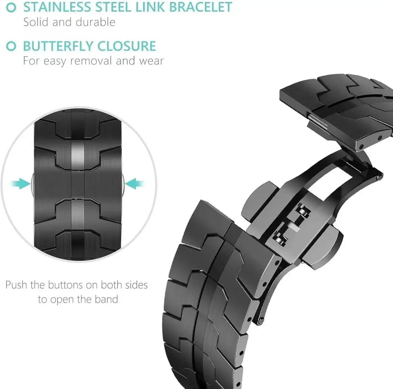 Luxury Stainless Steel Metal Strap for Smartwatch - No Gap Design Bracelet Wristband, 47mm Belt