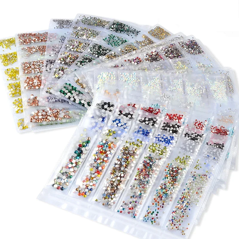 20-Color Glitter Glass Nail Art Rhinestones Set - 1440pcs Shiny 3D FlatBack Gems
