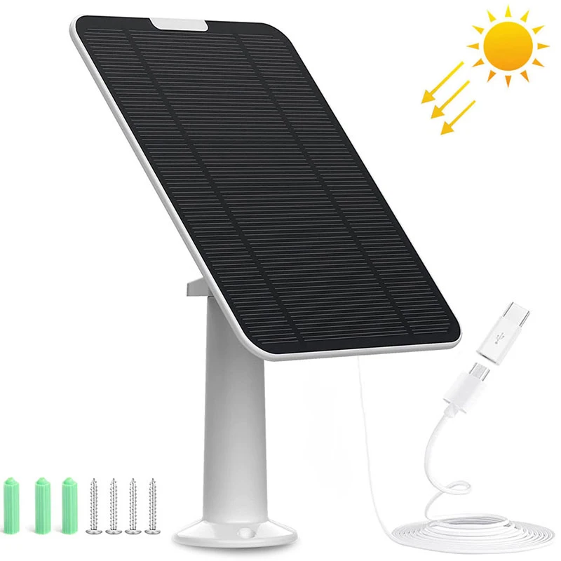 Pannello Solare 6W Aggiornato Con Micro Usb E Ricarica Non-Stop Di Tipo C Usb-C Per Telecamera Di Sicurezza Eufycam 2 2C Pro E E20 E40 Ecc.