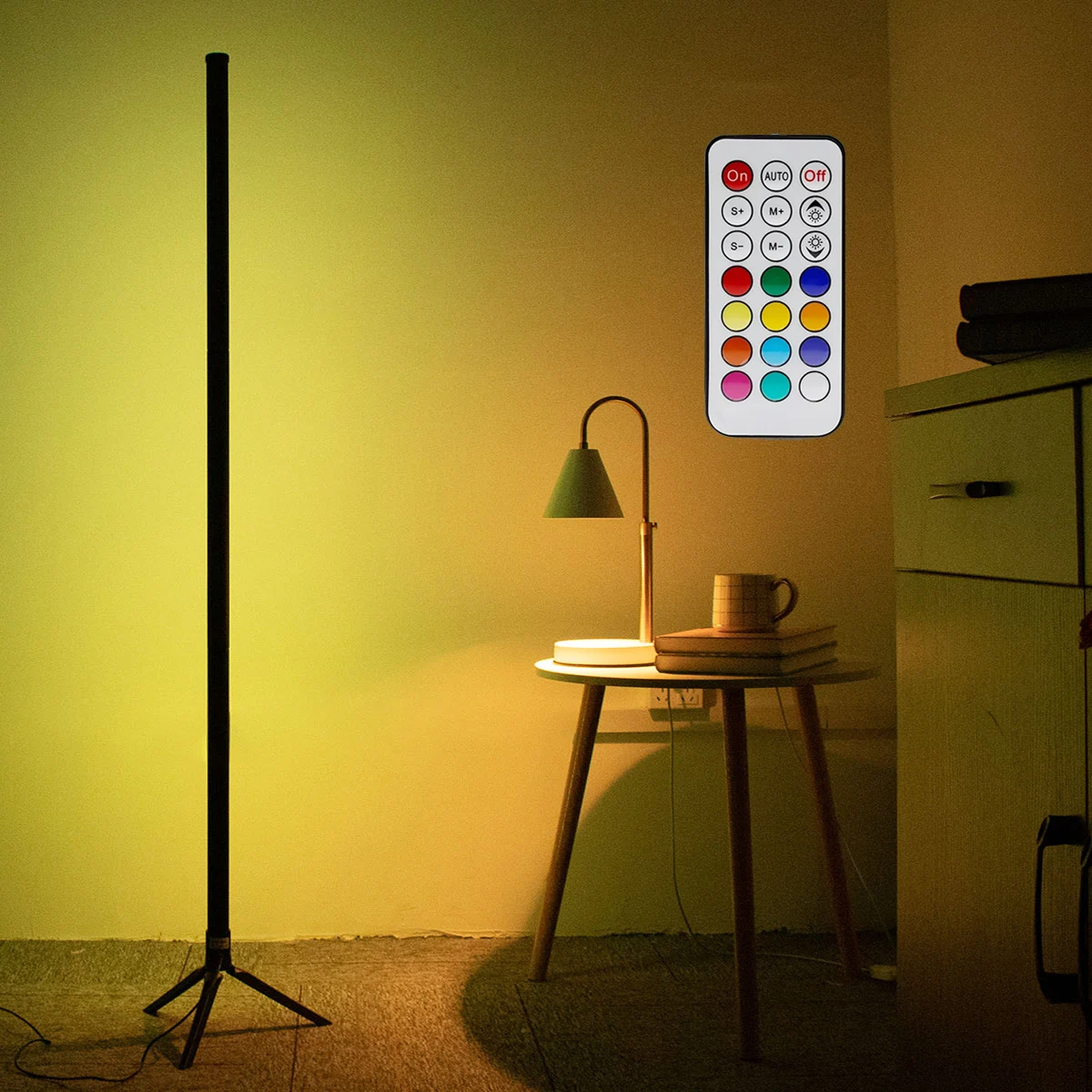 

Nordic 120CM LED Standing Atmosphere Light Dimmable Tripod RGB Floor Lamp with Remote for Bedroom Gaming Living Room Home Decor