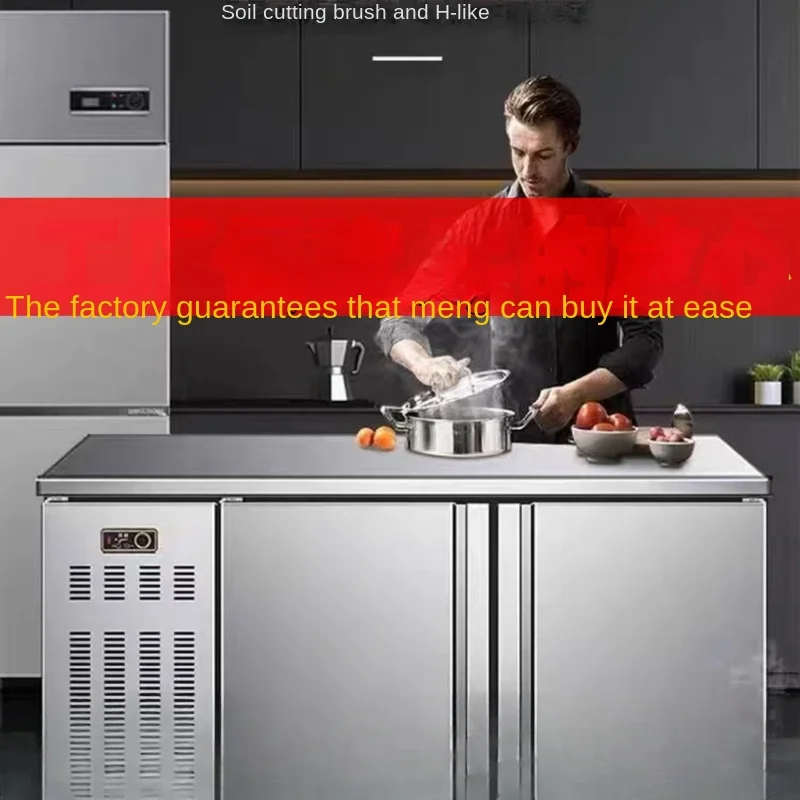 ZC Refrigerated Table Commercial Freezer Kitchen Refrigerator Freezer Fresh Cabinet Stainless Steel Operating Table Flat