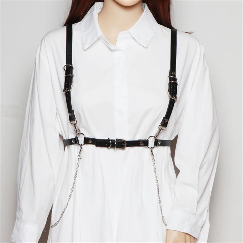 Leather Waist Chain Straps Tirantes Suspenders Women Punk